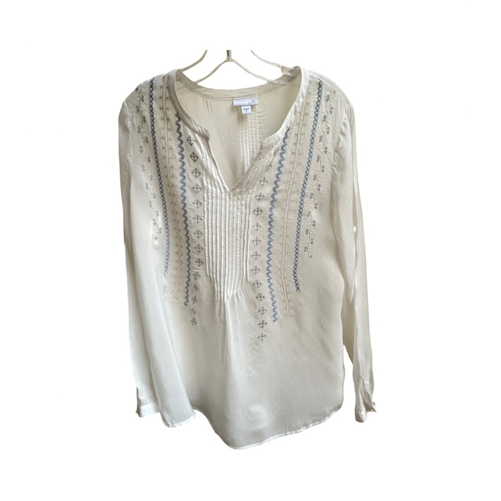 J.Jill Women's White Embroidered Top